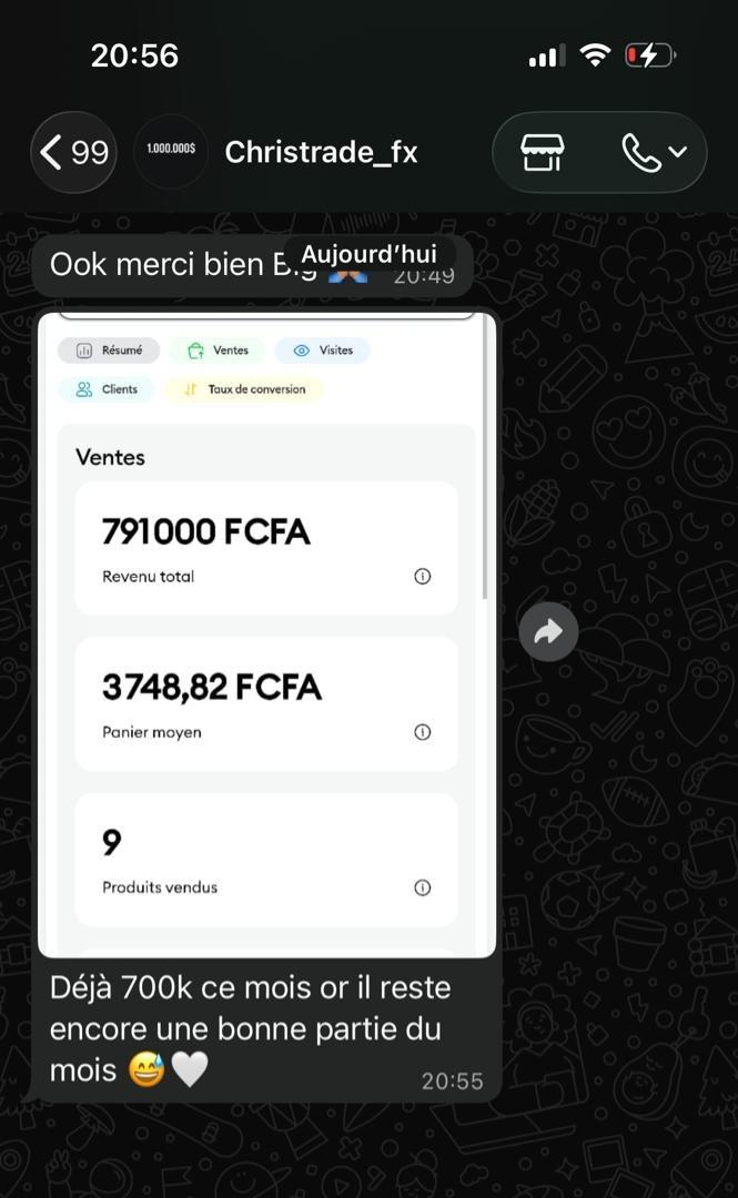 Preuve — 791 000 FCFA ce mois
