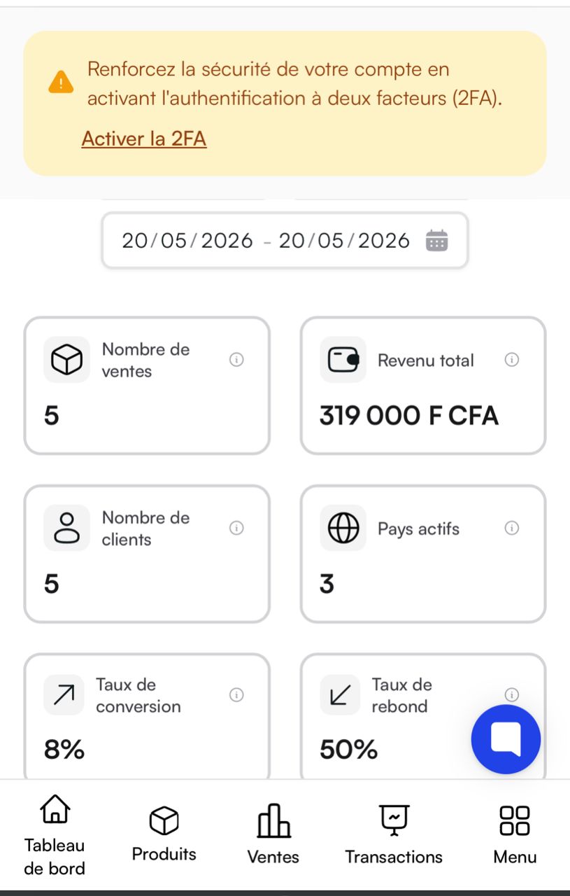 Preuve — 319 000 FCFA en 24h