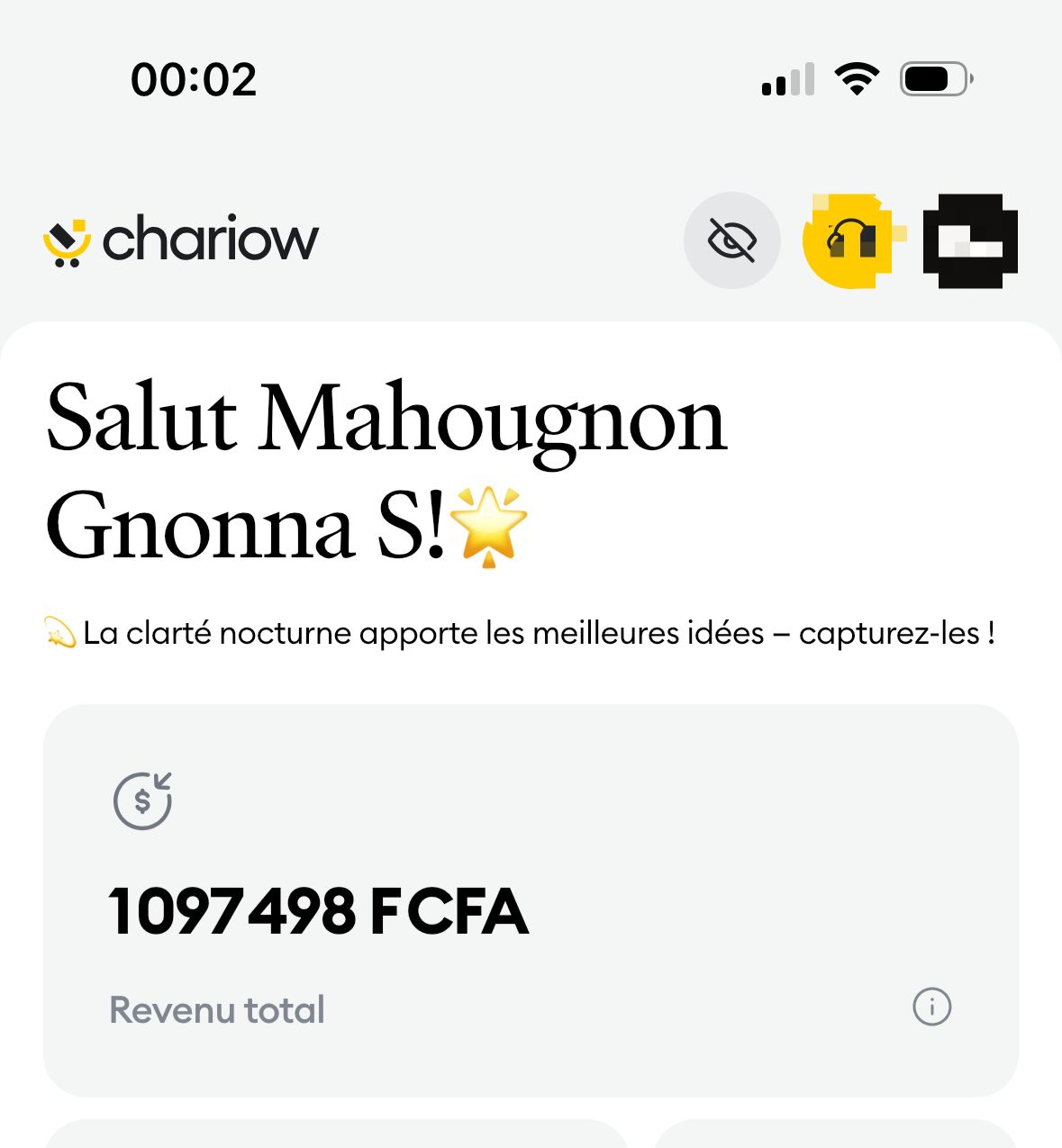 Preuve — 1 097 498 FCFA générés